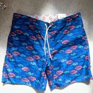 St. John’s bay NWT Navy and Coral Swim Shorts